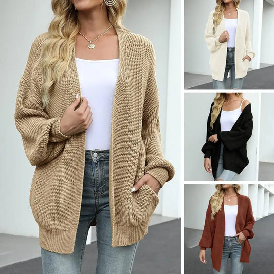 Rachakka : Cardigan stylé, Gilet en maille pour femme, manches lanternes.